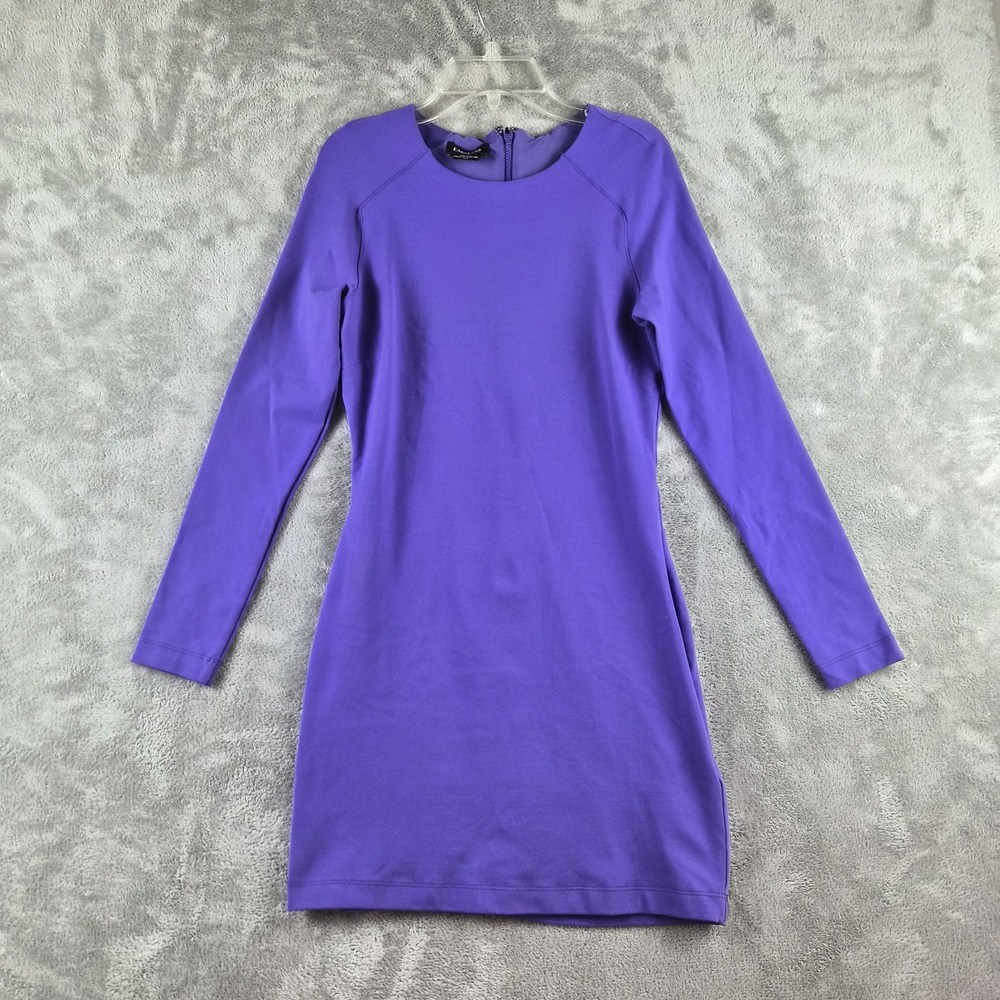 Bebe Bodycon Mini Dress Womens Medium Purple Lined Stretch Long Sleeve Y2K USA